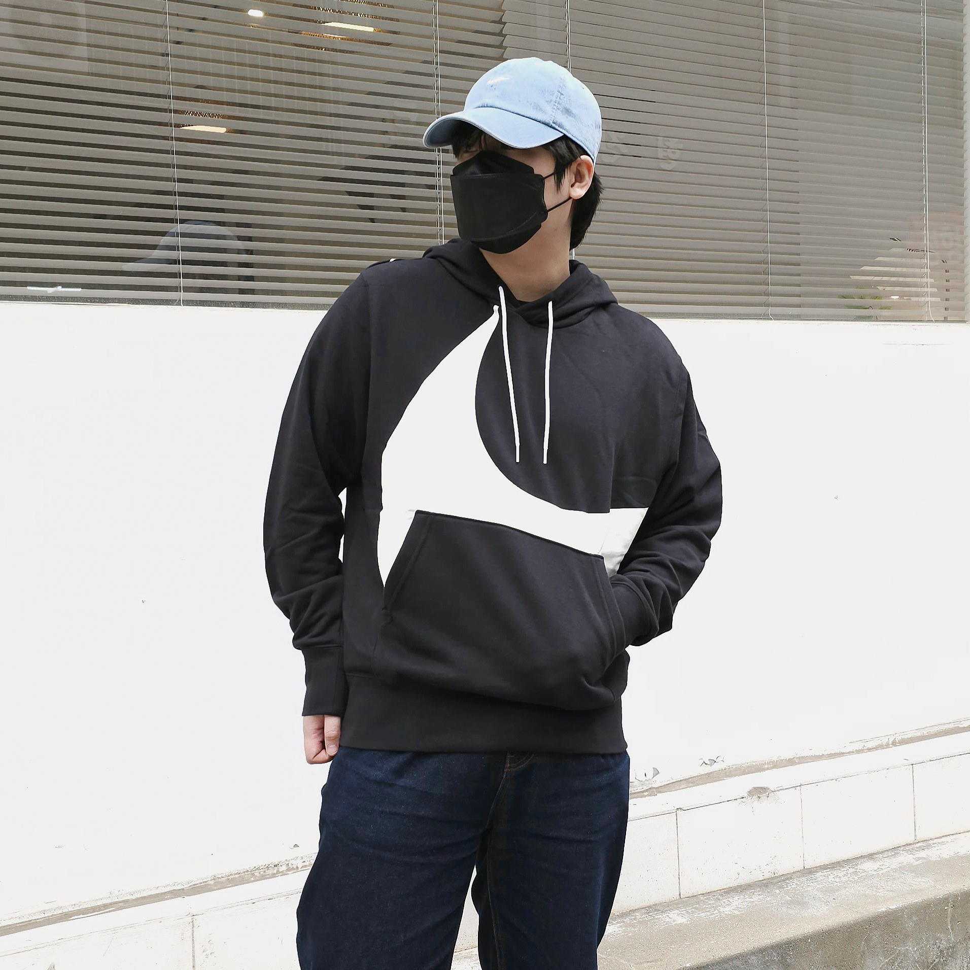 나이키 NIKE 스우시 프렌치테리 오버핏 후드 티셔츠 DV8151블랙, M - 상세 이미지 2