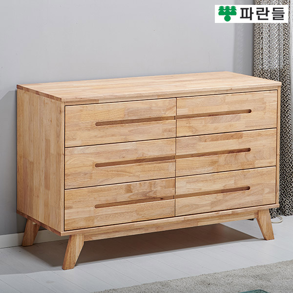 파란들가구 고무나무원목 1200 와이드 3단서랍장 원목서랍장 - 메인 이미지