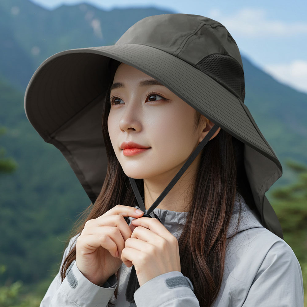 여름 등산 햇빛가리개 메쉬 차양막 경량 자외선차단 아웃도어 캠핑 모자 네이비 - 상세 이미지 3