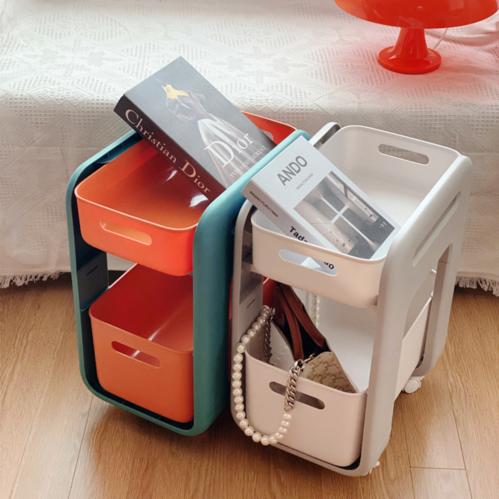 로즈소녀하우스 미니 이동식 트롤리 틈새 수납 리어카