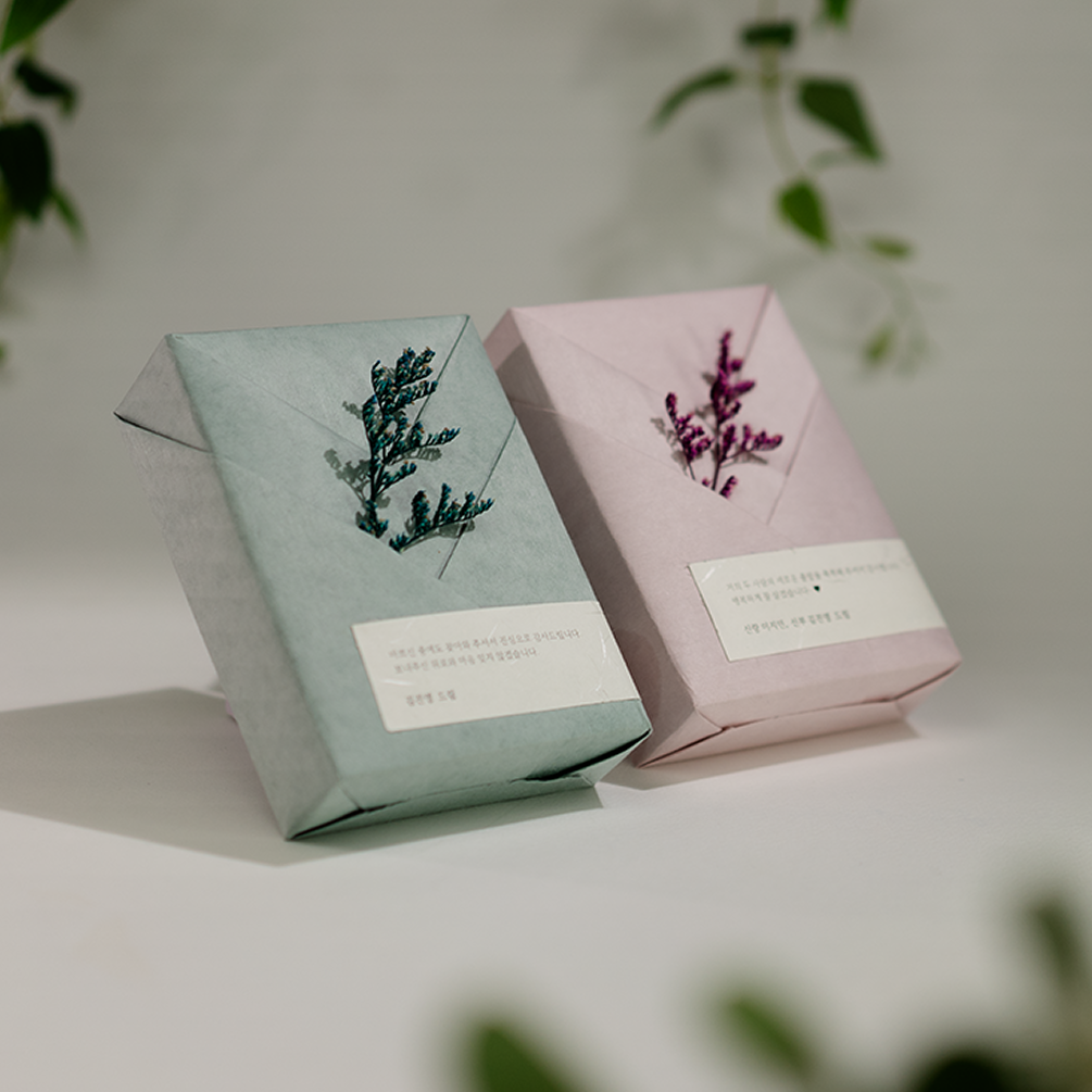 결혼식 답례품 회사 조문 선물용 홀리넨 선물  D1 단아 블루 15답례(커피1개, 쿠키5개)