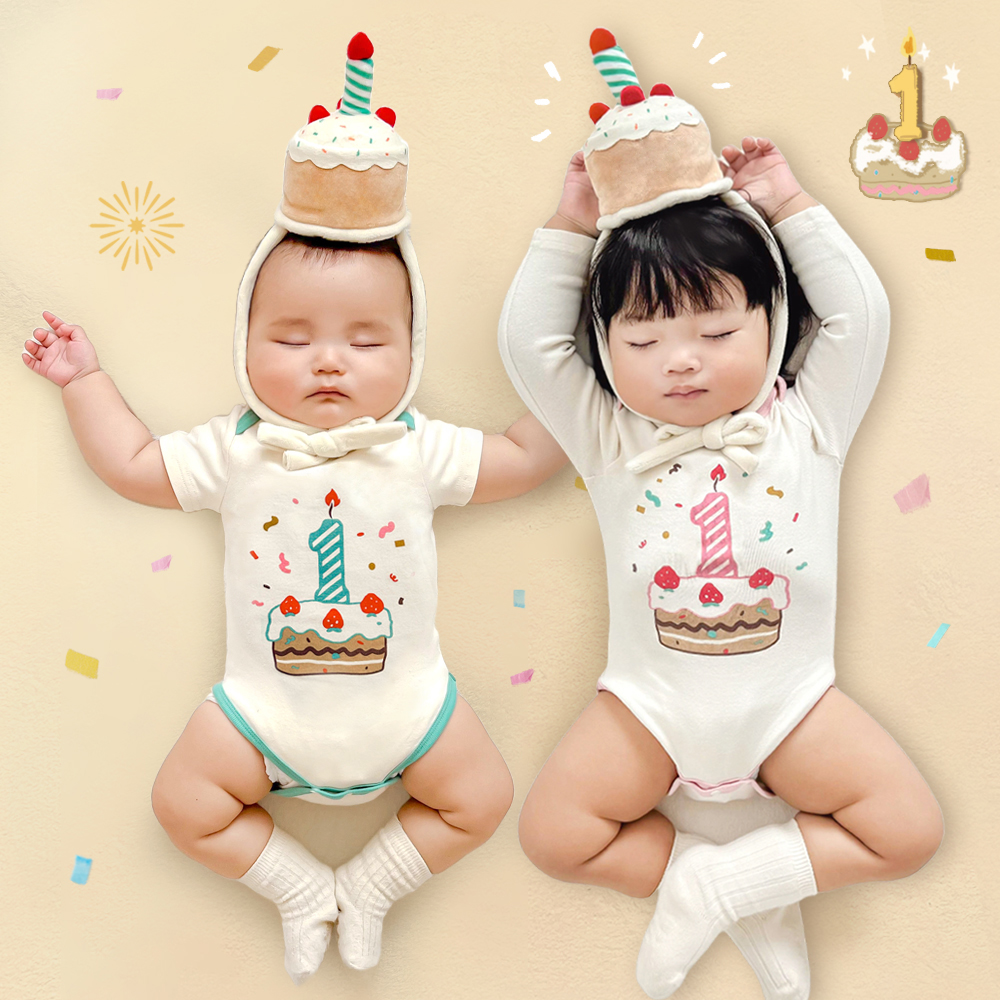 이키 돌 생일 아기옷 기념일 촬영 선물 케이크 바디수트+모자 세트