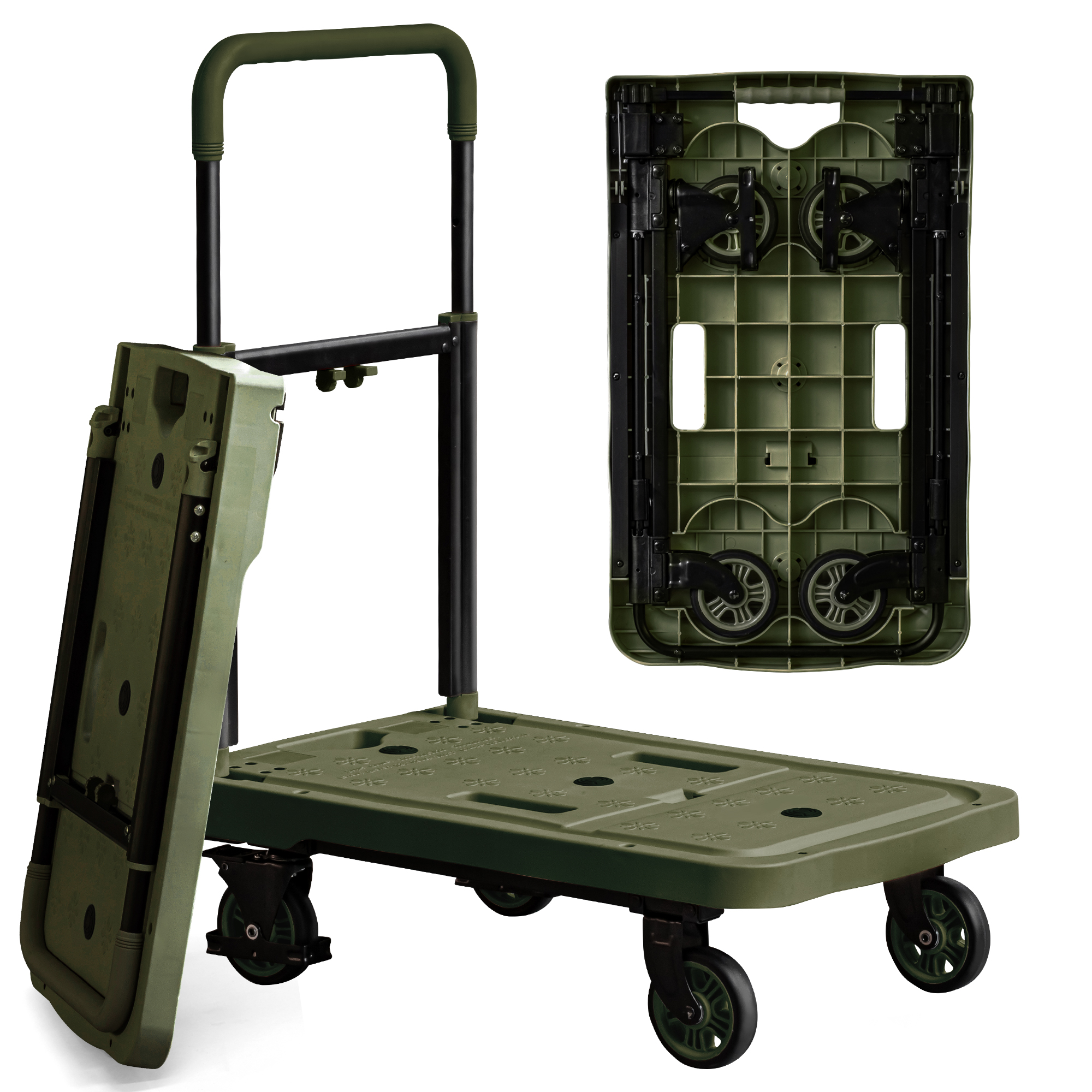 로티홈시스 접이식 카트 쇼핑 마트 손수레 핸드 시장 4바퀴 L(대형), 카키