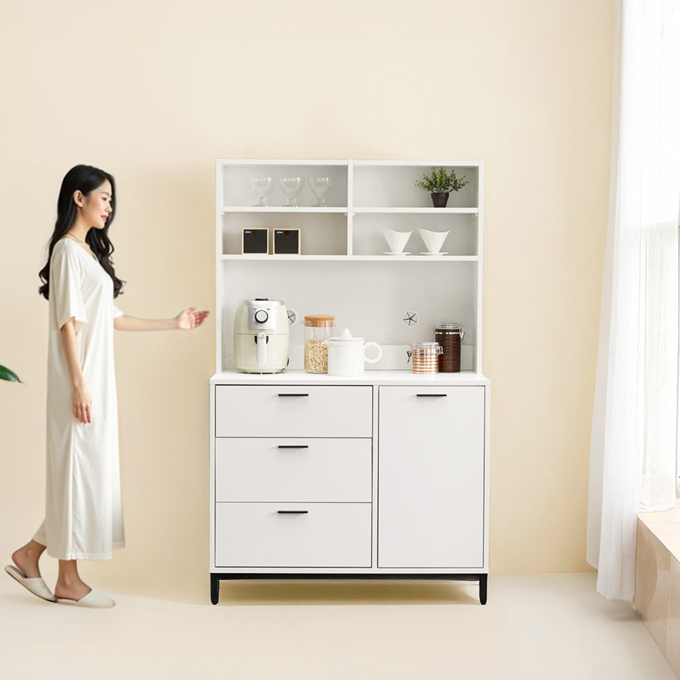 몬드 식기장 냉장고장 홈바 홈카페 주방보조 수납장 꾸미기 카페장 1000x550x1635mm, 6단, 화이트 - 메인 이미지