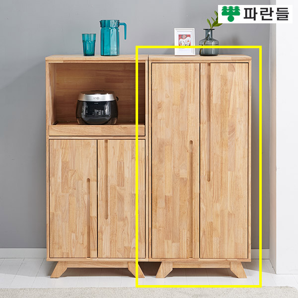 파란들가구 고무나무원목 1200 주방수납장 다용도수납장 - 상품 이미지