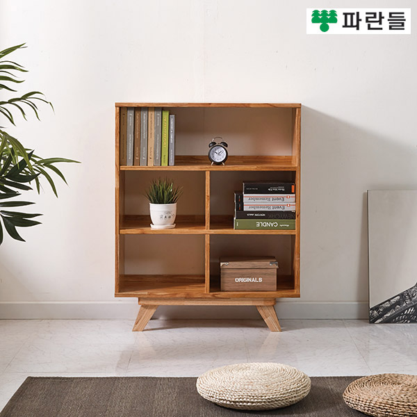 파란들가구 천연도장 18T 참죽원목책장 3단책장 책꽂이 - 메인 이미지