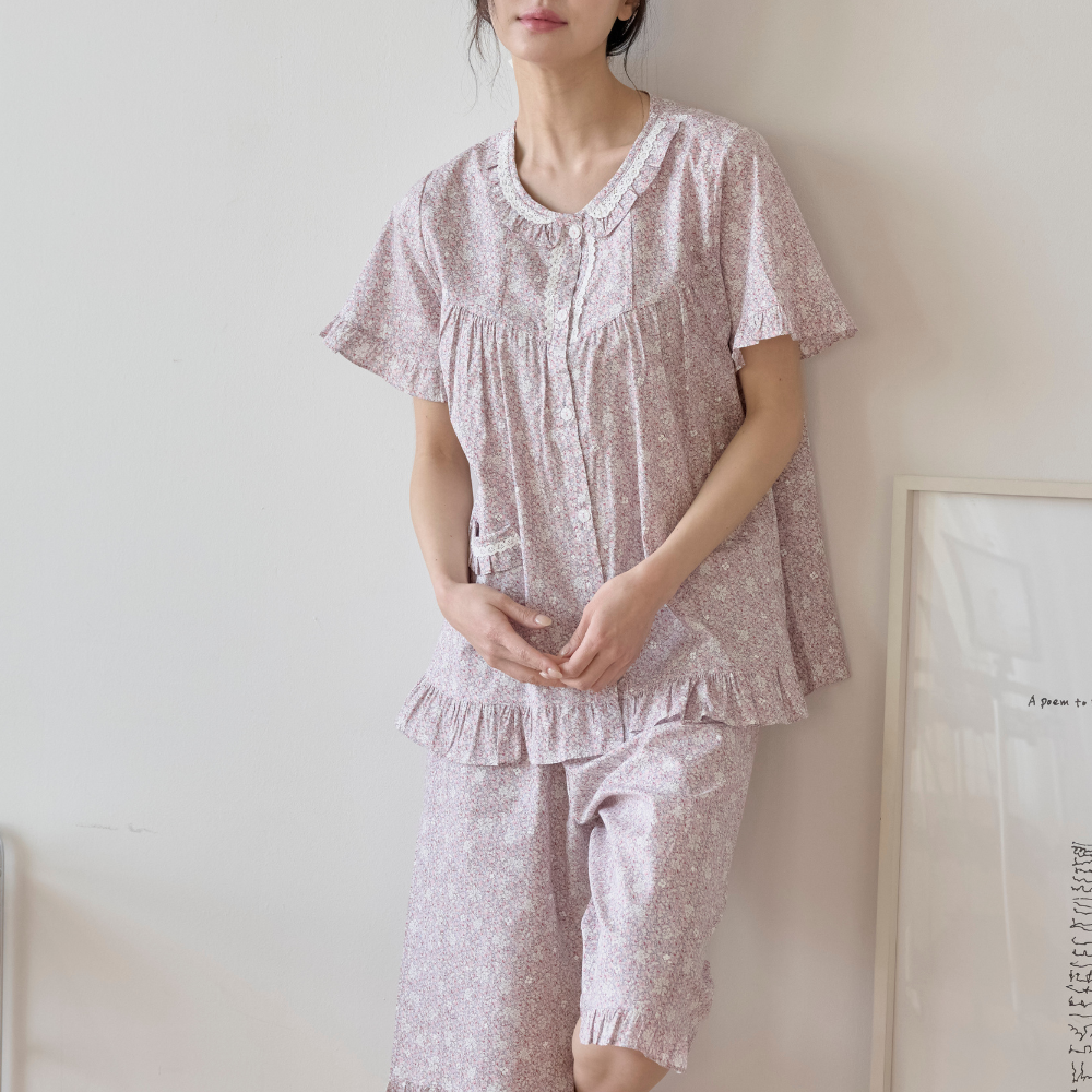 순면잠옷 아사잠옷 여성여름실내복 수유잠옷 - 상세 이미지 3