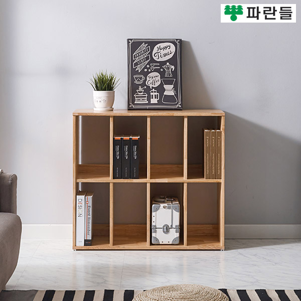 파란들가구 UV코팅 고무나무원목 800 2단책장 원목책장 책꽂이 - 메인 이미지