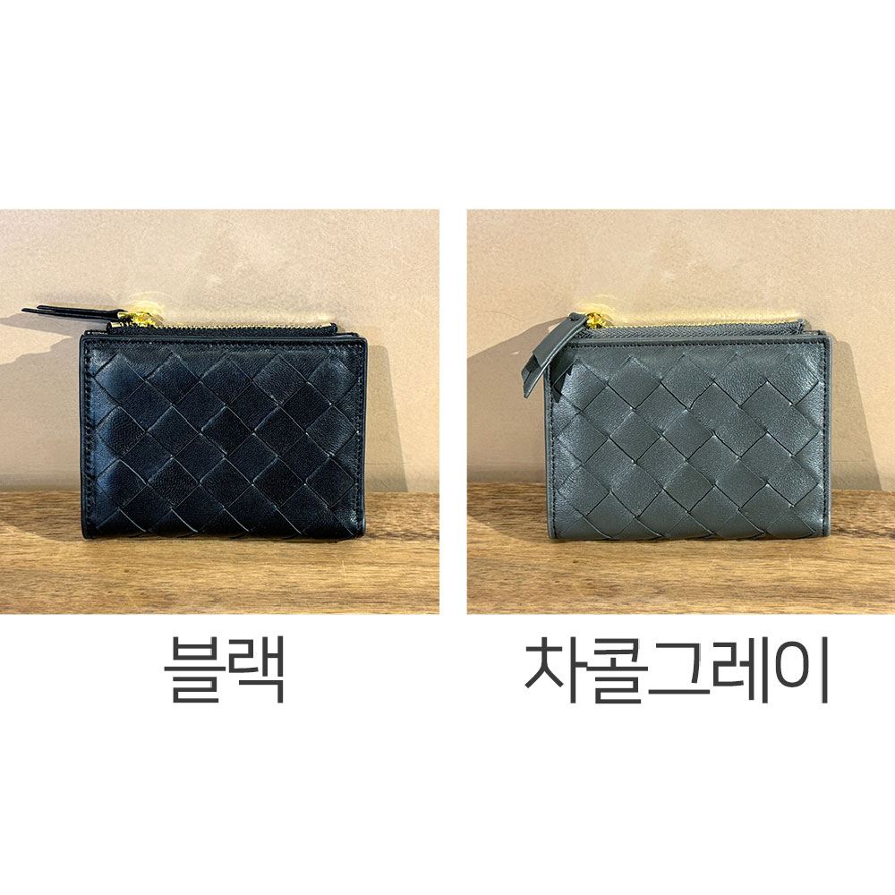 여자 고급 천연 가죽 반지갑 아내 여친 기념일 생일 지갑 선물 위빙 소가죽 접는 지갑 - 상세 이미지 5