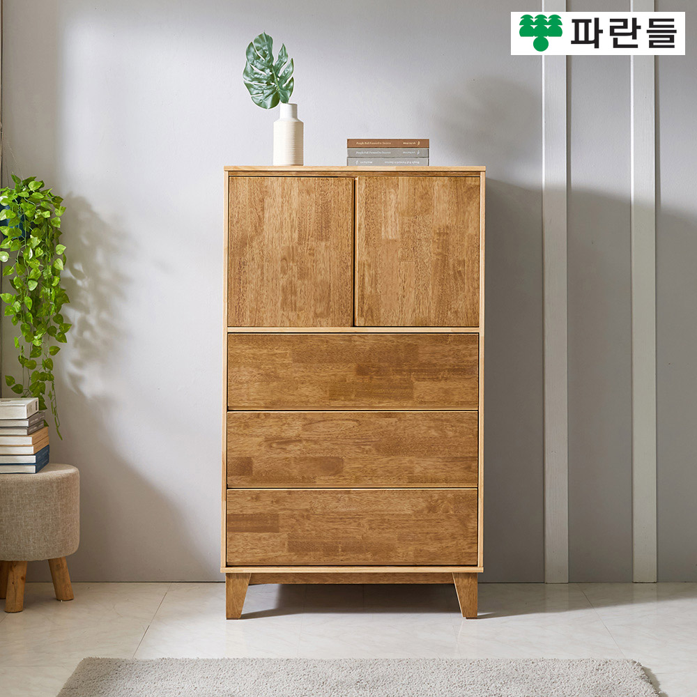 파란들가구 800월넛 고무나무원목 3단서랍옷장 원목옷장 - 메인 이미지