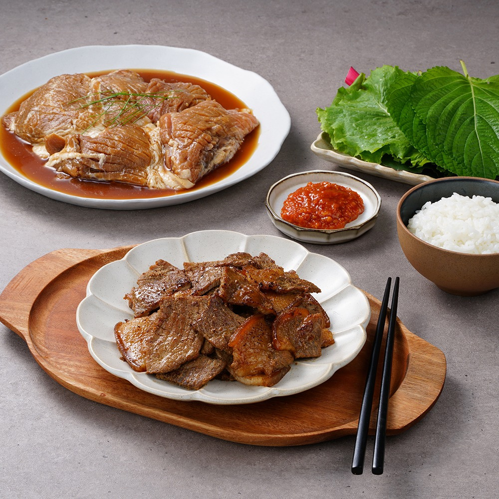 제주 흑돼지 칼집 양념구이 1kg+1kg