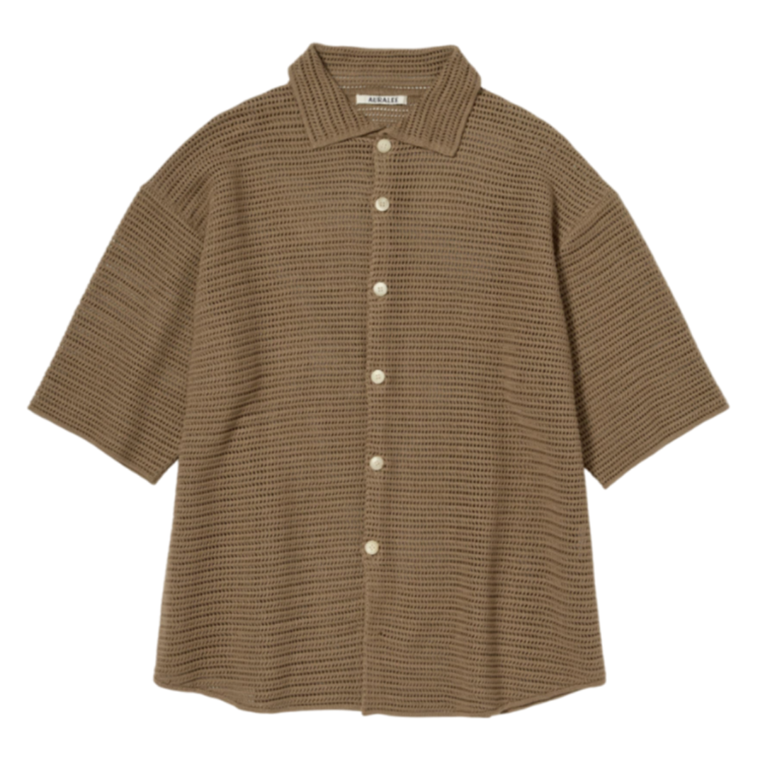 오라리 셔츠 COTTON MESH KNIT HALF SLEEVED SHIRT 25SS - 메인 이미지