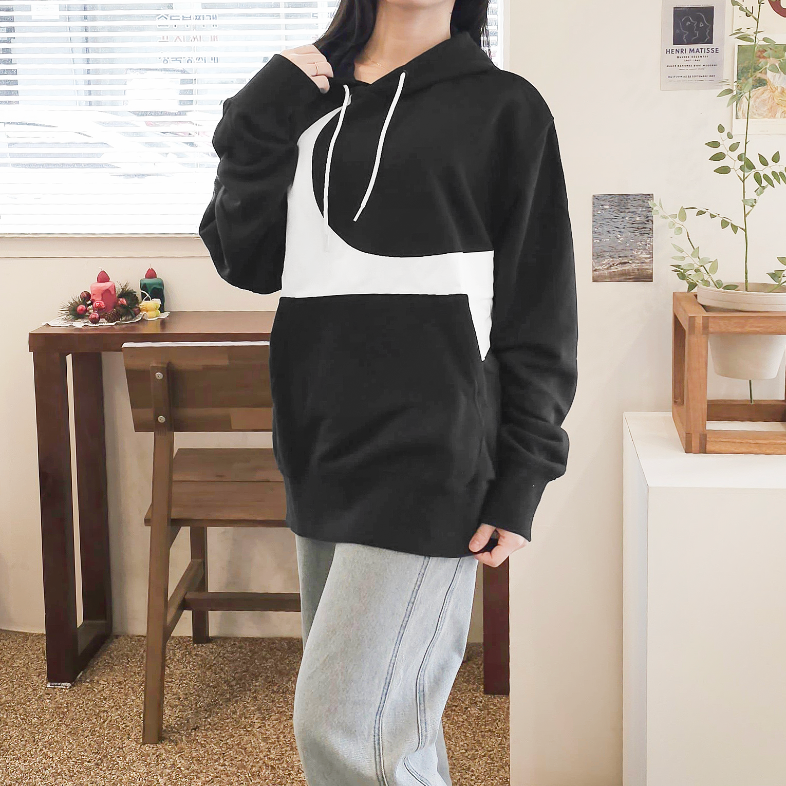 나이키 NIKE 스우시 프렌치테리 오버핏 후드 티셔츠 DV8151블랙, M - 상세 이미지 5