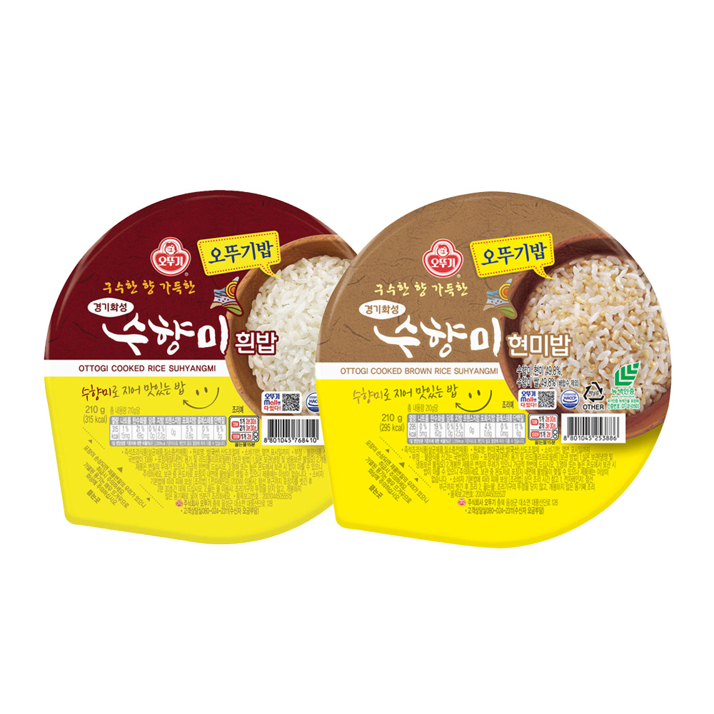 [11월 17일부터 순차출고] 오뚜기 오뚜기밥 수향미밥 210g 1개 + 수향미현미밥 210g 1개 외 14종 - 상품 이미지