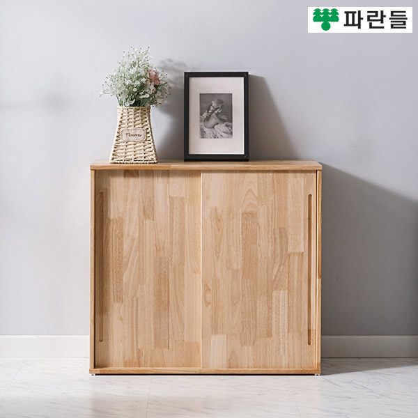 파란들가구 UV코팅 고무나무원목 800 슬라이딩수납장 거실수납장 - 상세 이미지 2