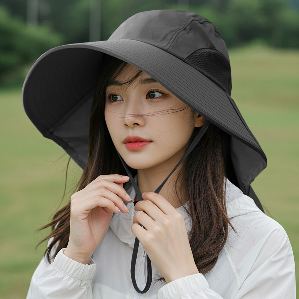 여름 등산 햇빛가리개 메쉬 차양막 경량 자외선차단 아웃도어 캠핑 모자 다크그레이