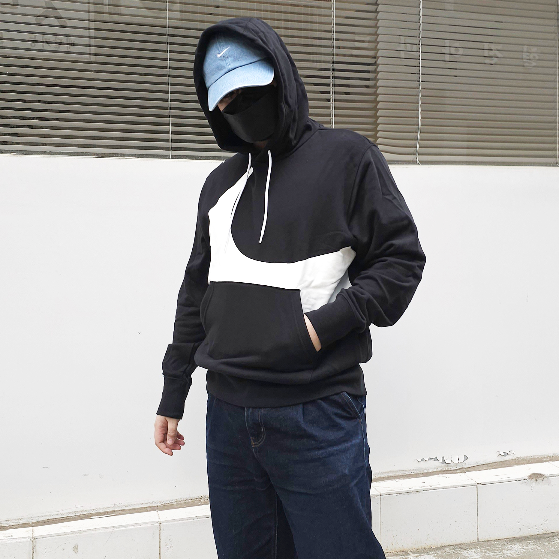 나이키 NIKE 스우시 프렌치테리 오버핏 후드 티셔츠 DV8151블랙, M - 상세 이미지 3