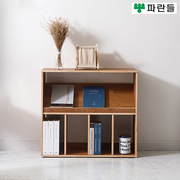 파란들가구 UV코팅 고무나무원목 800 전면 2단책장 원목책장 - 상세 이미지 2