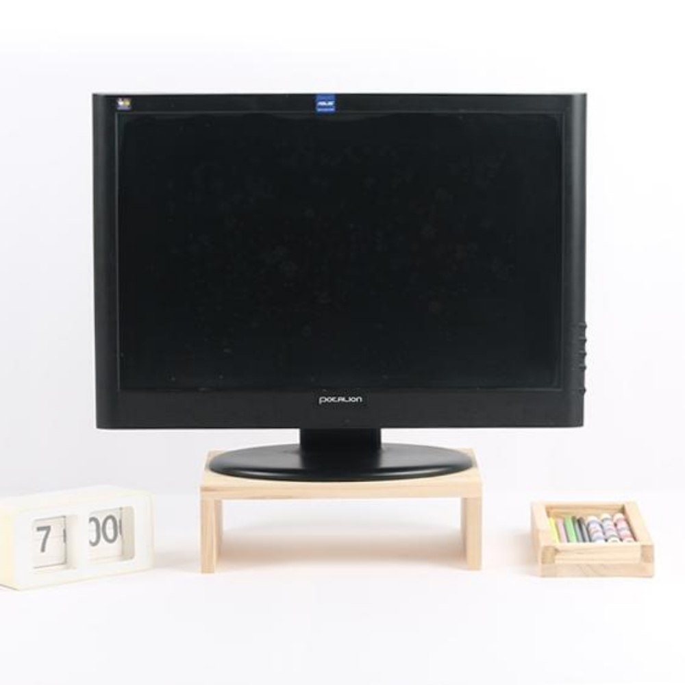 모니터받침대100mm 받침 낮은 받침대 원목 선반 - 상품 이미지