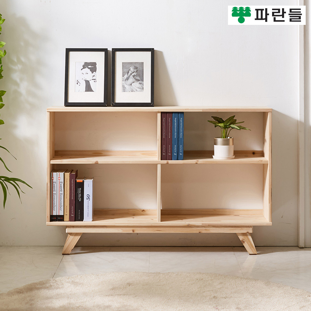 파란들가구 1200 삼나무 2칸 2단책장 원목책장 수납장식장 - 메인 이미지