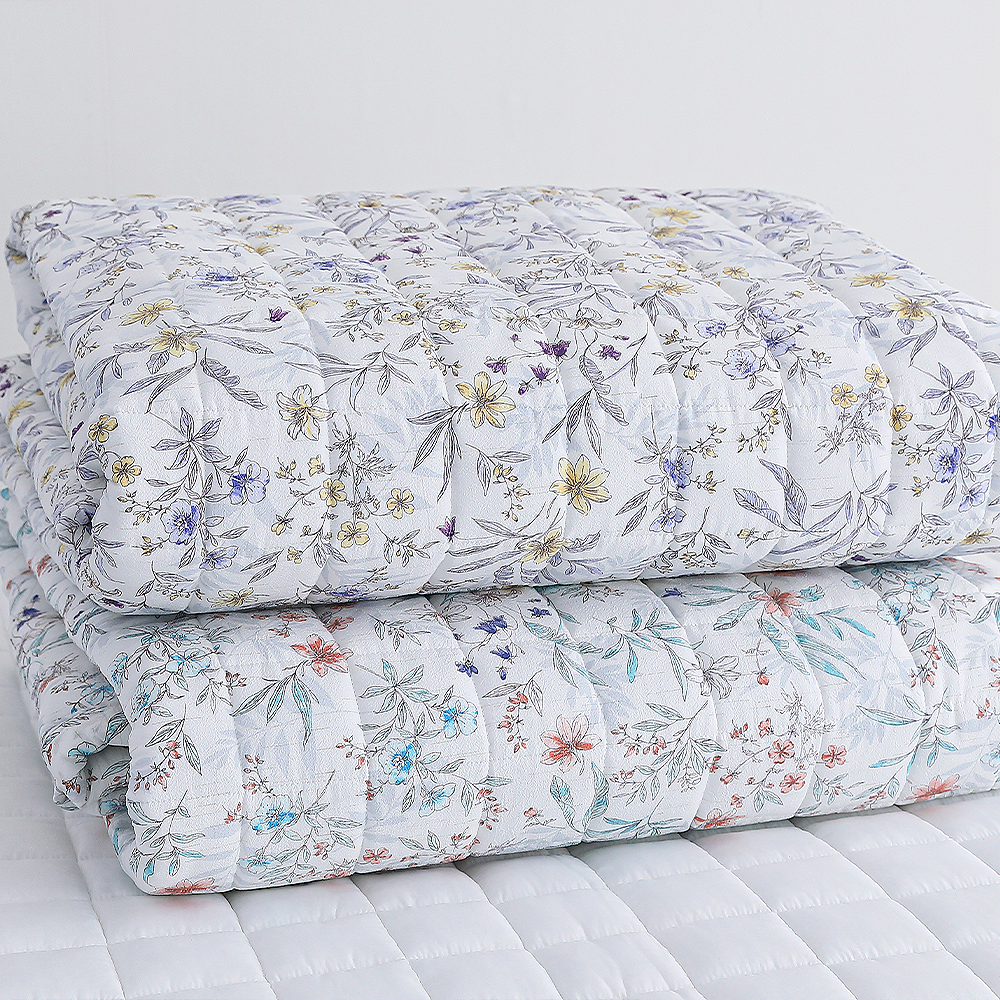 시어서커패드 아쿠아린넨 플라워패턴 티파니 SS 논슬립 침대패드