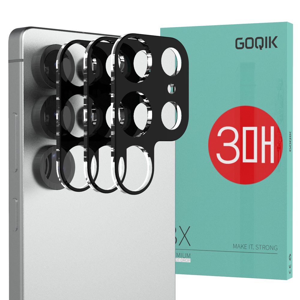 블랙코팅 카메라 렌즈 보호 풀커버 빛번짐 강화유리 필름 갤럭시S23 울트라, 3매입 - 메인 이미지