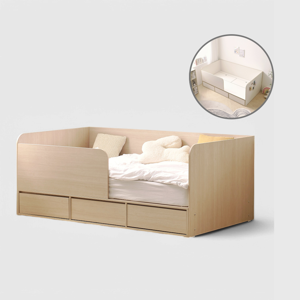 홈트리가구 범퍼 서랍 아기 가드침대 프레임 서랍형 SS, 메이플