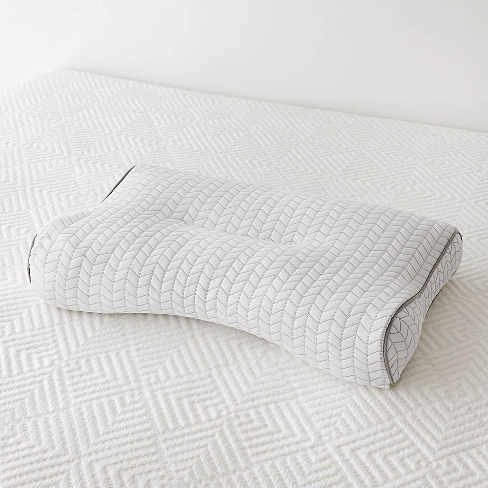 메밀베개 시원한베개 경추 목베개 편백나무 낮은 입체형-듀라론쿨 냉감 헤링본, 31x52cm