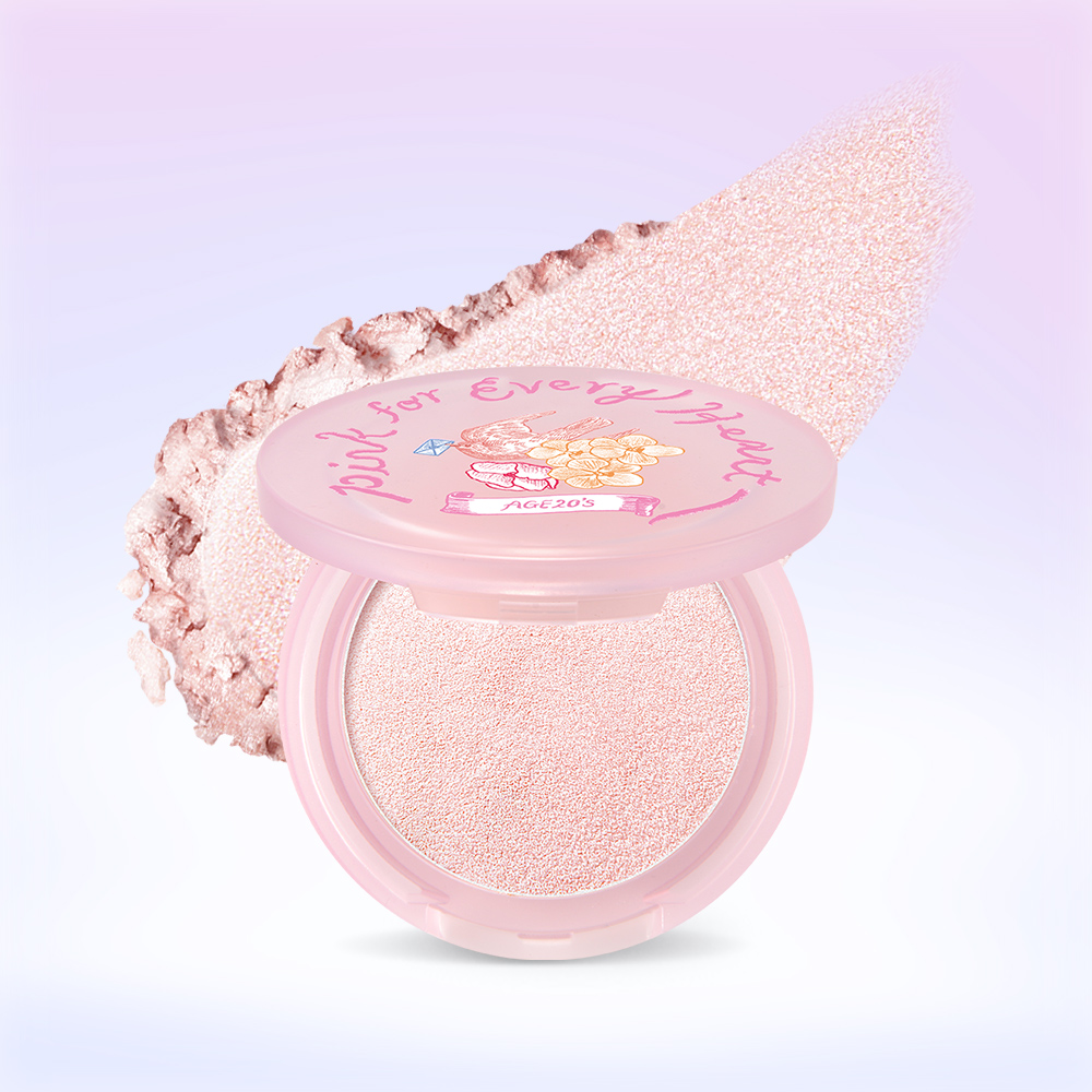 에이지투웨니스 핑크 포 에브리 하트 에디션 디오리진 에센스 팩트 핑크 라떼 12.5g 본품&리필 (SPF50) +하이라이터 2종 세트 (+퍼프4매) 이미지 8