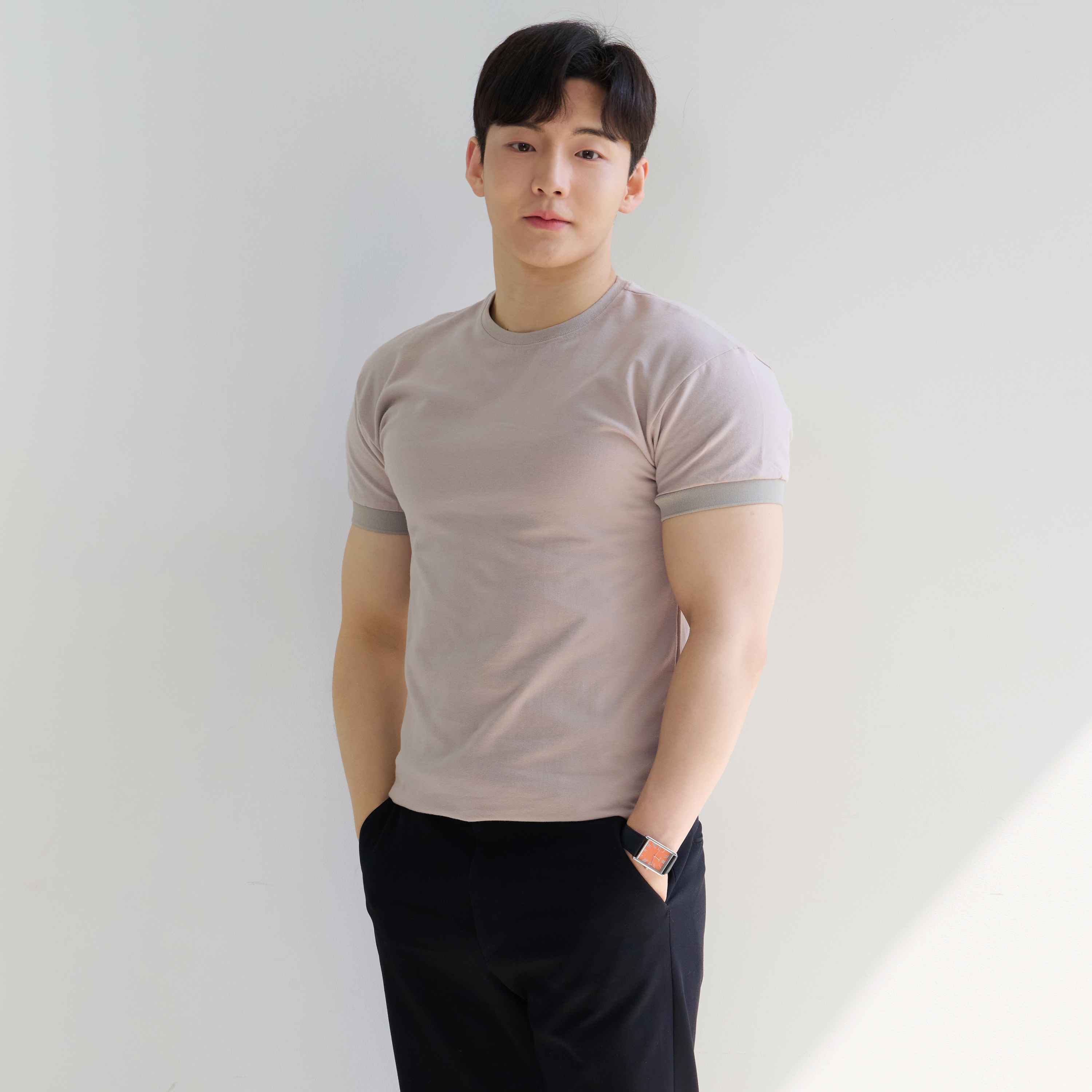 남자 머슬핏 반팔 밴딩버전 무지 티셔츠 이미지 4