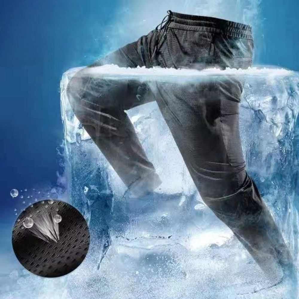 남자 여름 바지 일자 조거 스판 쿨링 쿨 메쉬 밴딩 - 메인 이미지