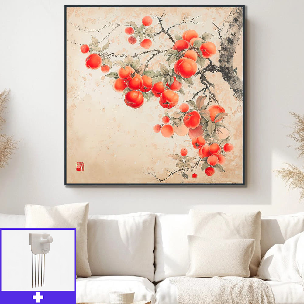 홍시의계절 80x80cm 무광블랙 알루미늄액자 감그림 - 메인 이미지