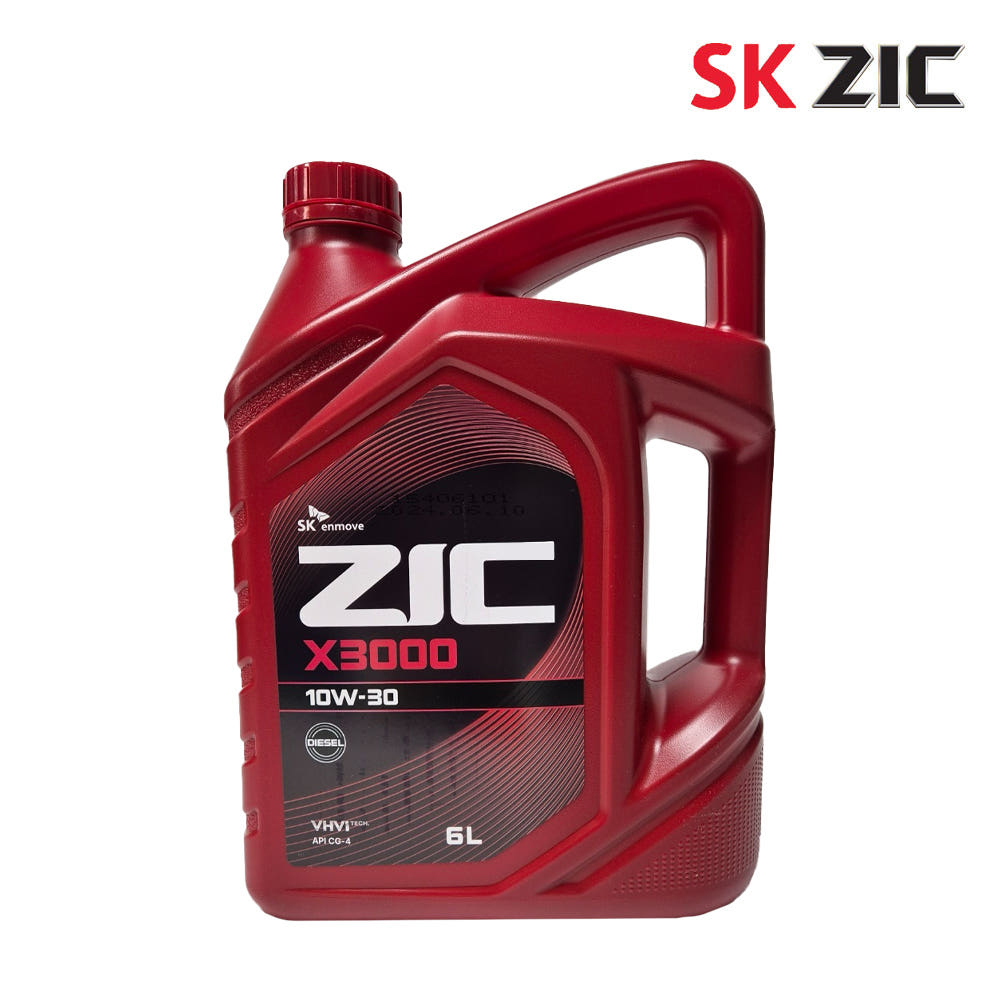 SK 지크 ZIC X3000 10W30 디젤 엔진오일 6L 대용량 자주교환 농기계 상용차