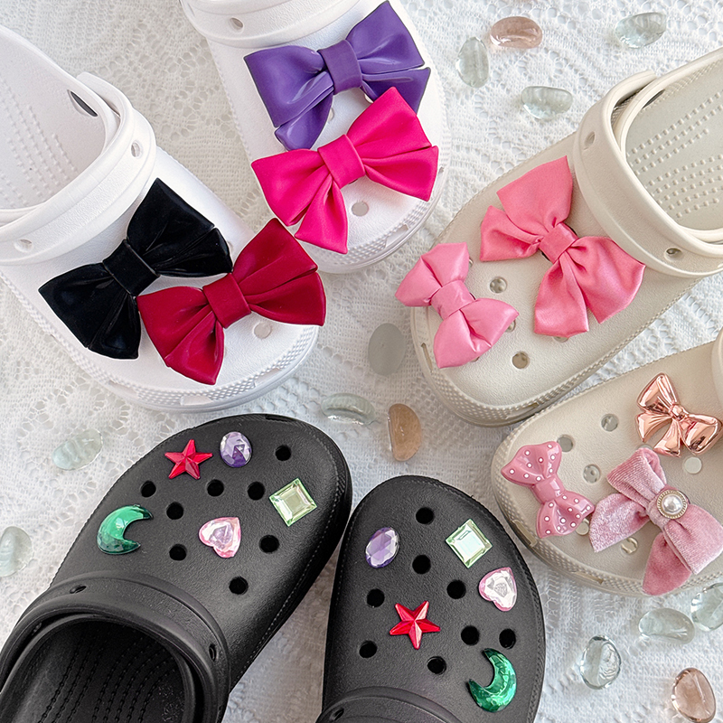 크록스 지비츠 파츠 세트 왕 리본 보석 자비츠 참 신발 꾸미기 악세사리 장식 1SET