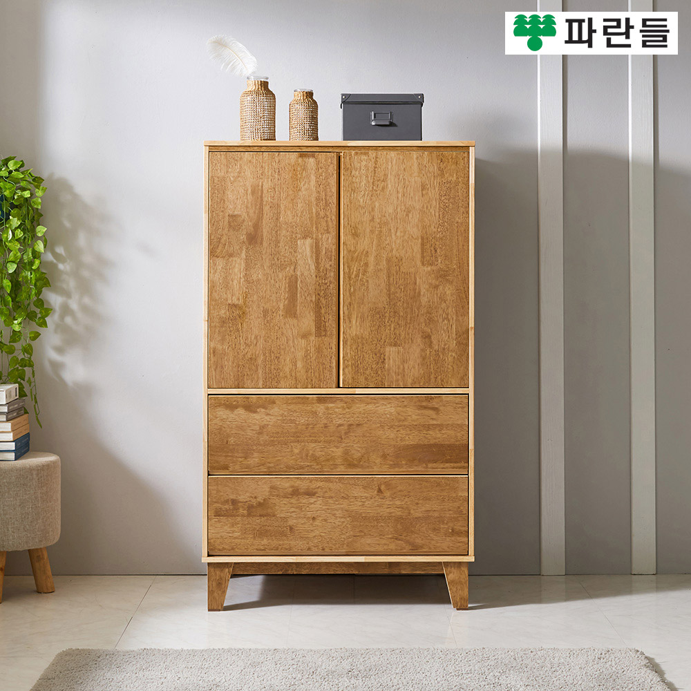 파란들가구 800 월넛 고무나무원목 2단서랍옷장 원목옷장 - 메인 이미지