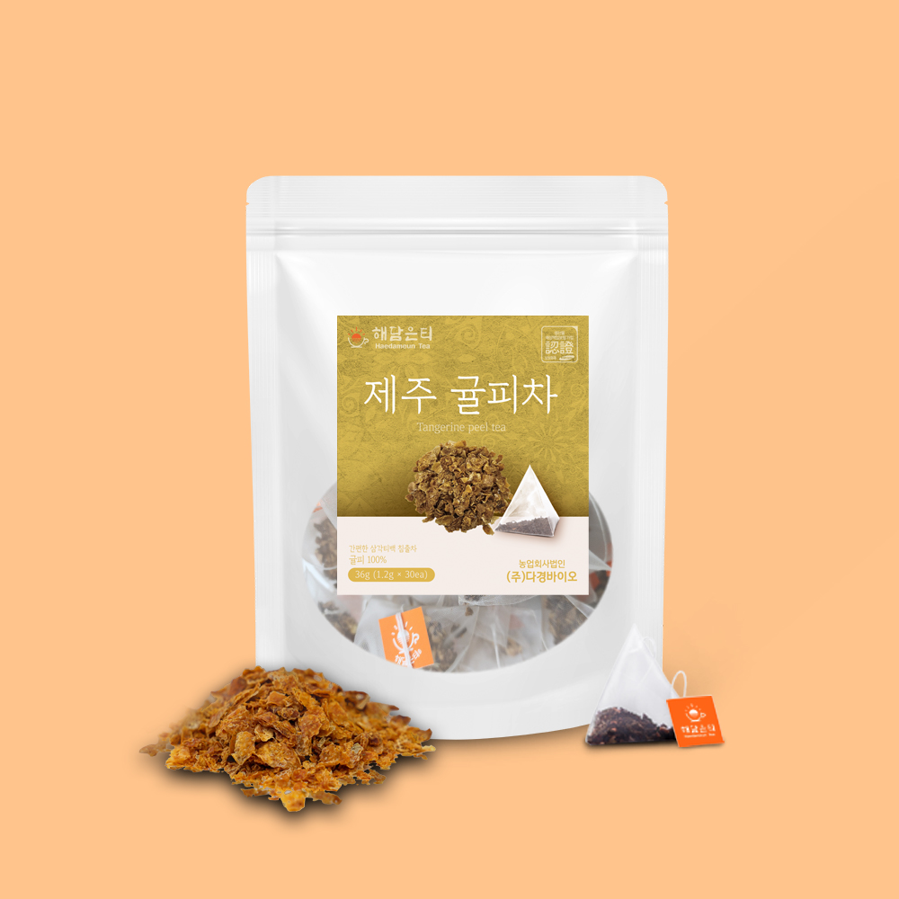 해담은티 제주귤피차 친환경(PLA) 삼각티백차 1.2g x 30개입 - 상품 이미지