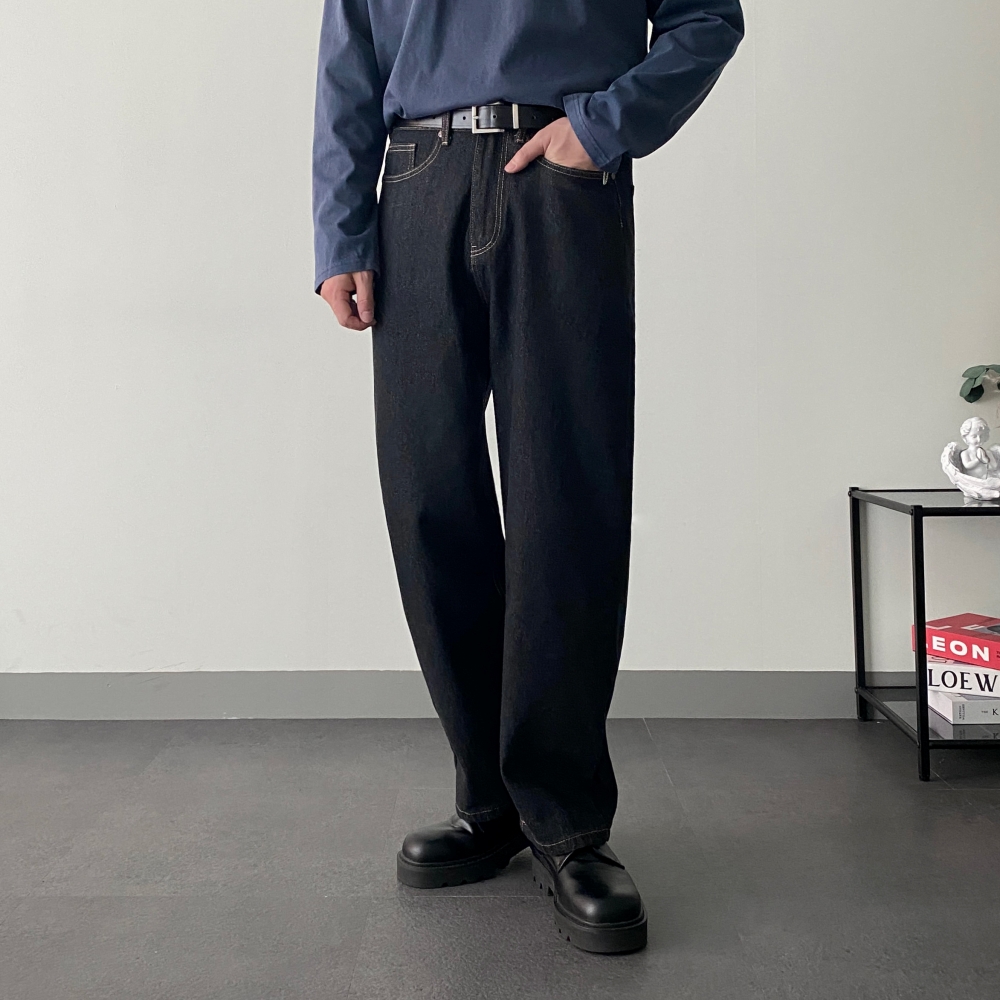 남자세미와이드청바지 남자밴딩청바지 남성연청바지 이미지 8