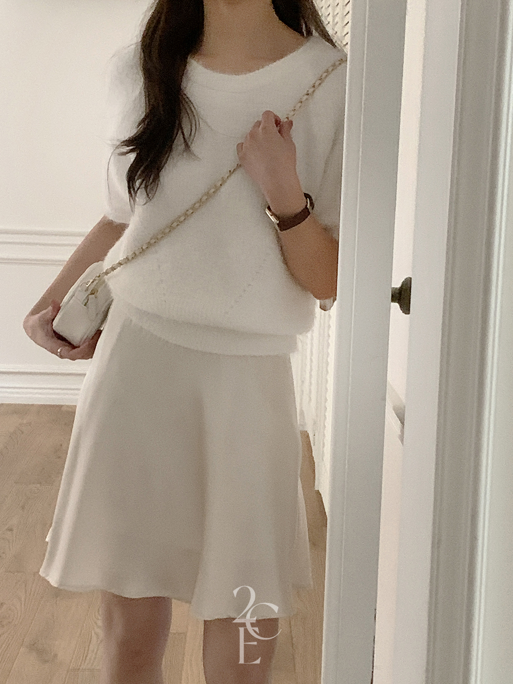 미스티 새틴 미디 a라인 스커트 (2color) 실크 실키 화이트 플레어 미니 치마 - 상세 이미지 3