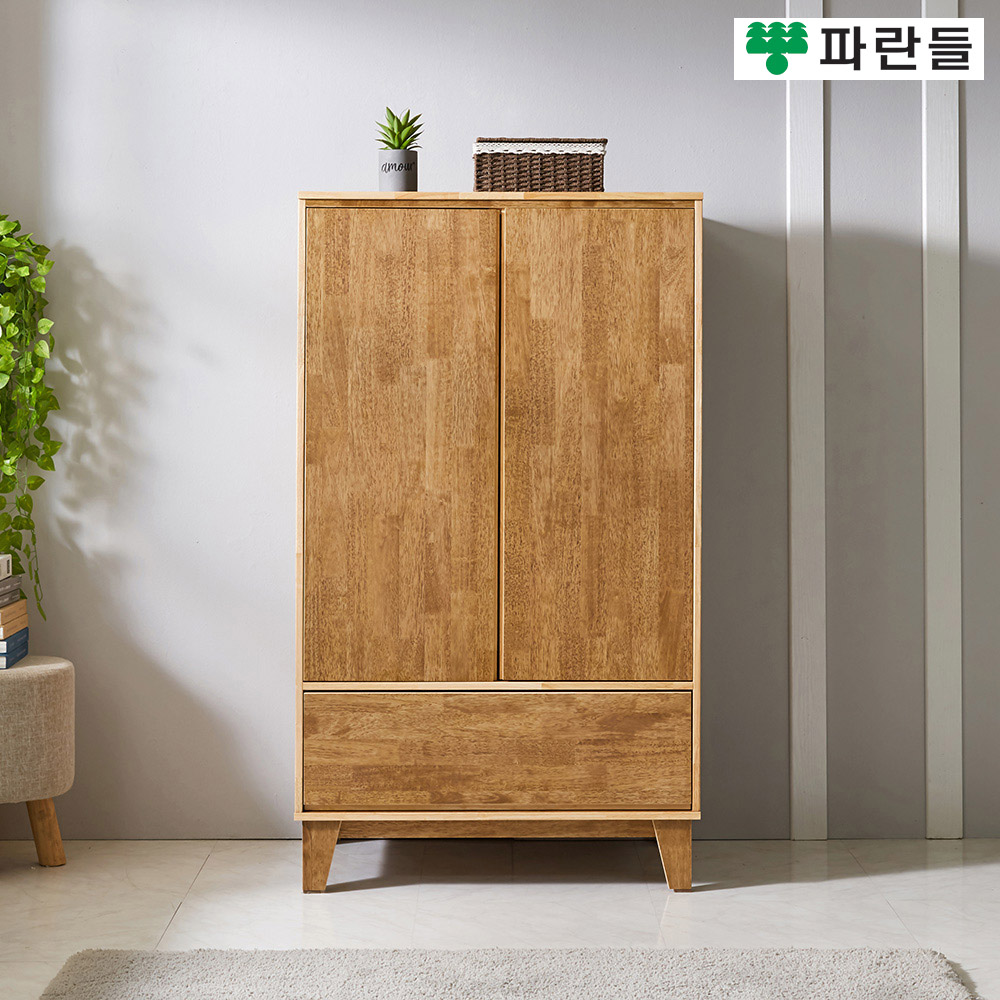 파란들가구 800월넛 고무나무원목 1단서랍옷장 원목옷장 - 메인 이미지