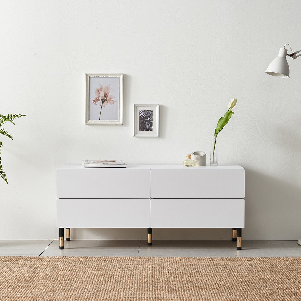 스코나 키링턴 2단 서랍 거실장 다리형 TV장 1200mm, 화이트