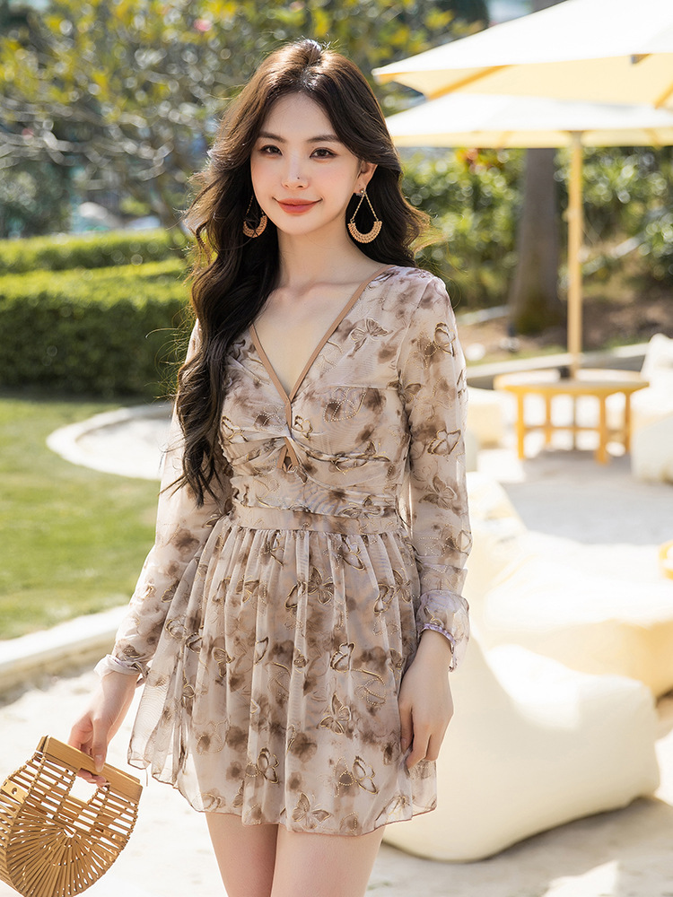 빅사이즈 나비 수영복 긴팔 원피스형 4XL 이미지 6