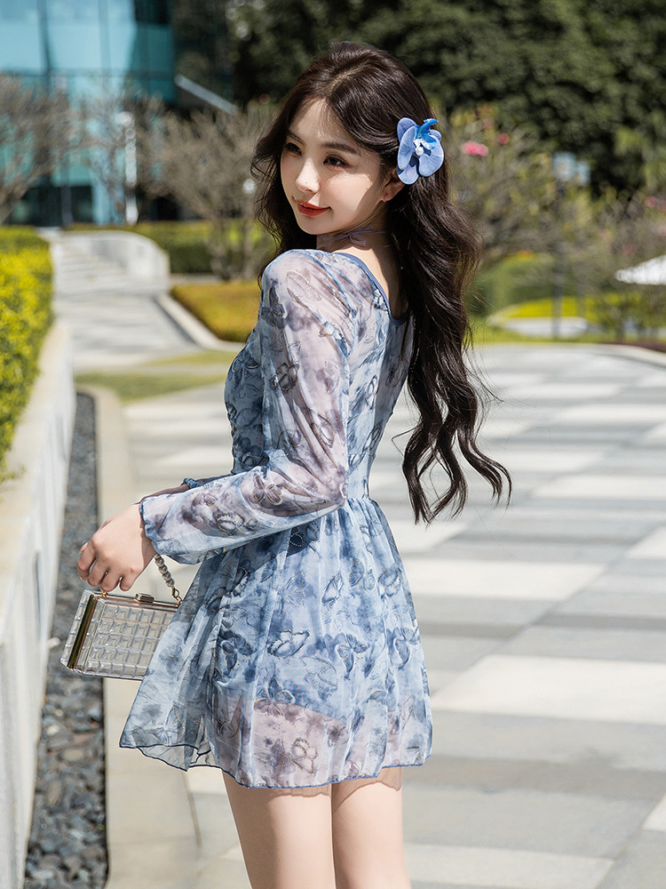 빅사이즈 나비 수영복 긴팔 원피스형 4XL - 상세 이미지 4
