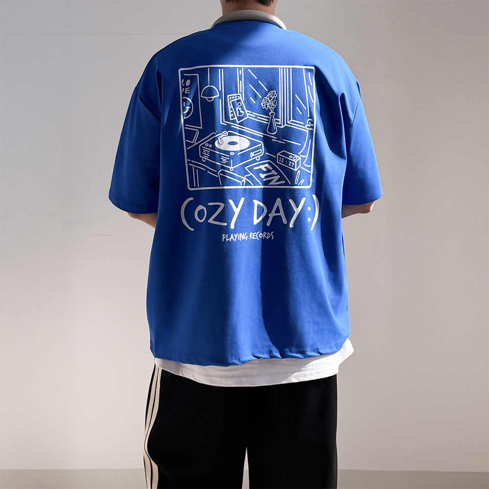 흰색면티 쿨티셔츠 파란색반팔티 - 상품 이미지