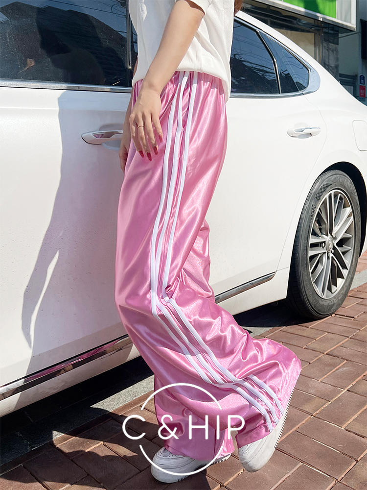 디디 트랙 트레이닝 실버 메탈 실크 새틴 샤틴 밴딩 와이드팬츠 4color - 상세 이미지 2