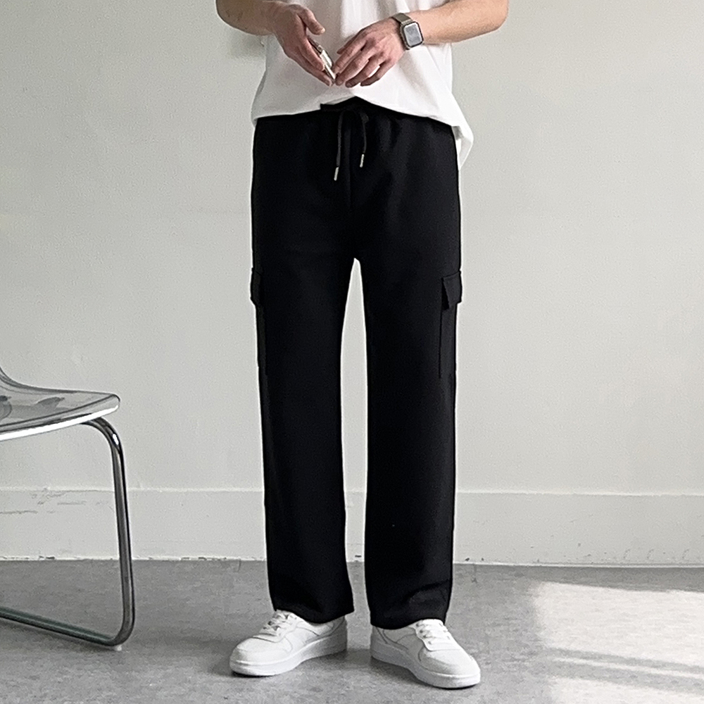 남자 카고바지 밴딩 면 바지 트레이닝 팬츠 남성와이드팬츠 - 상세 이미지 3