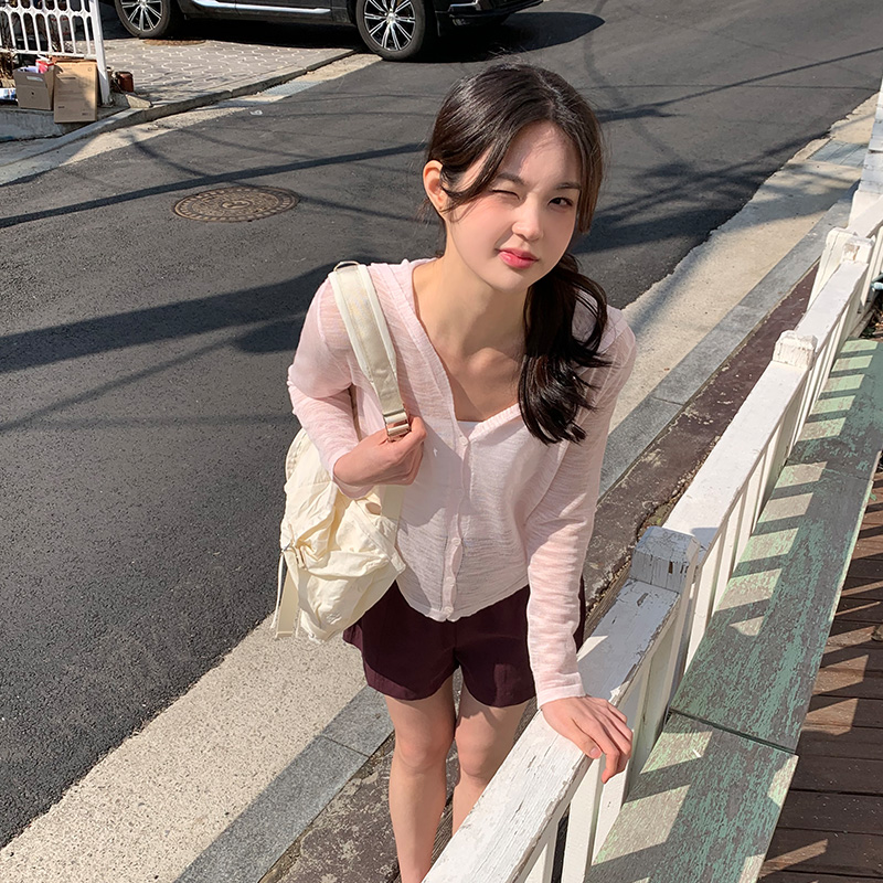 로브에 시스루 베이직 후드 가디건 cd3358 - 상세 이미지 5