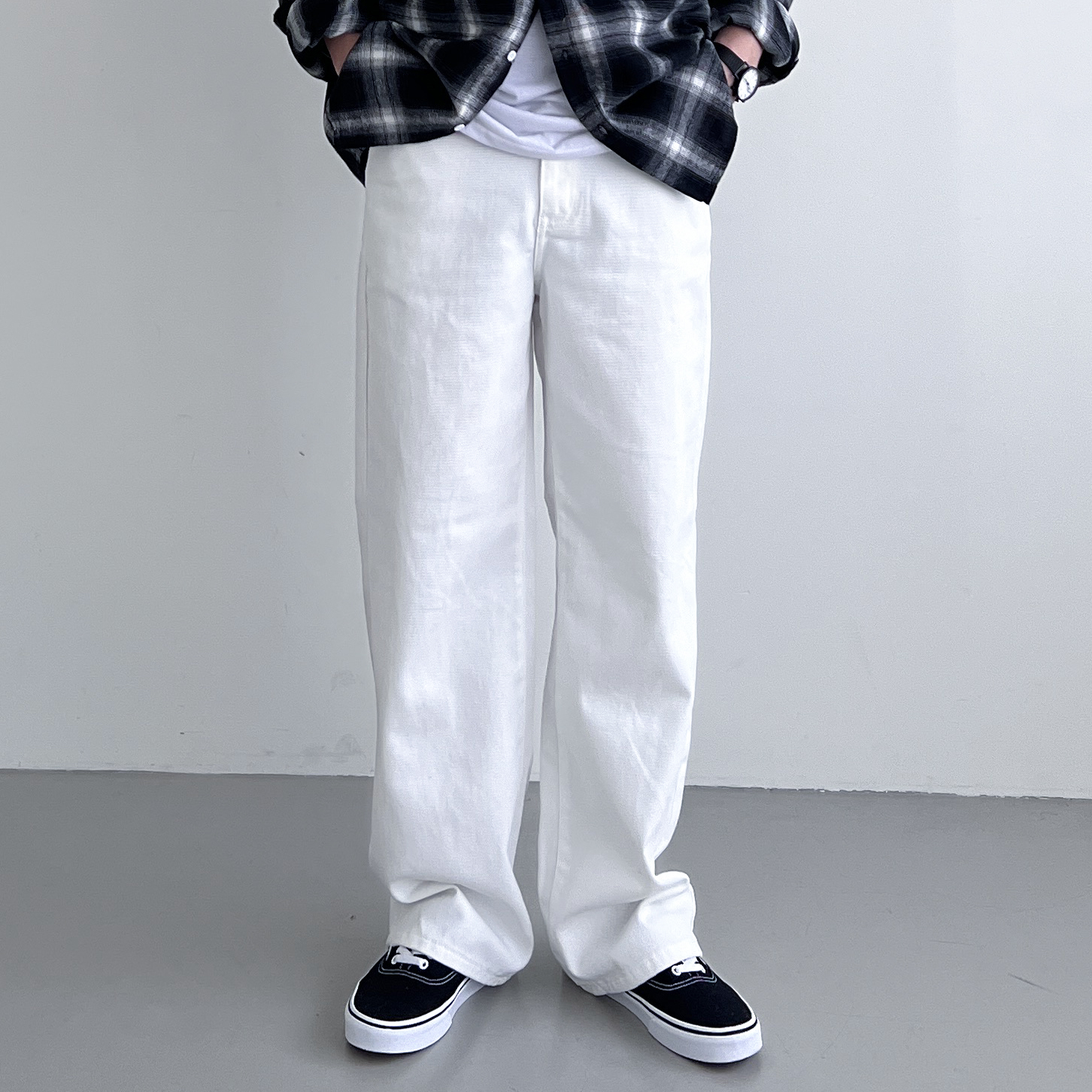 남자흰바지 백바지 남자와이드팬츠 화이트팬츠 - 상세 이미지 3