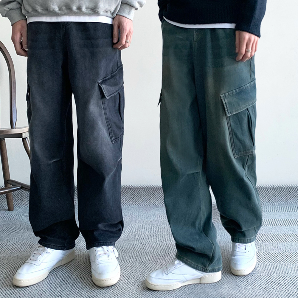 1+1 벌룬데님 겨울청바지 남성기모청바지 - 상품 이미지
