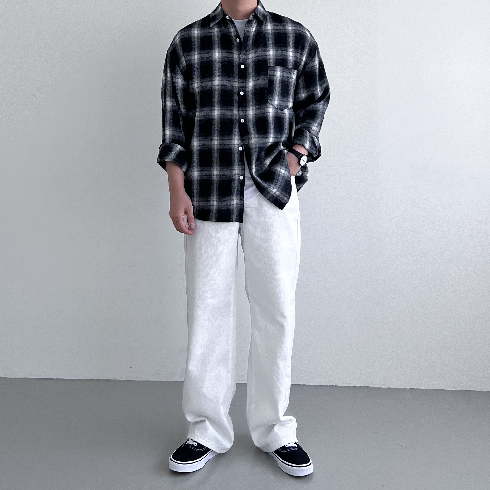 남자흰바지 백바지 남자와이드팬츠 화이트팬츠 - 상세 이미지 4