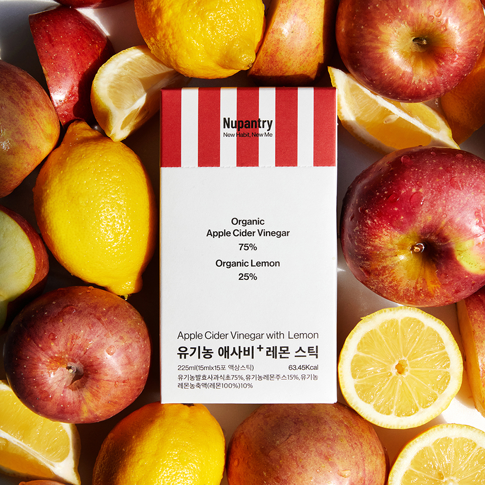 누팬트리 유기농 애사비 레몬 스틱 발효사과식초 애플사이다비니거 15ml 15포, 3개